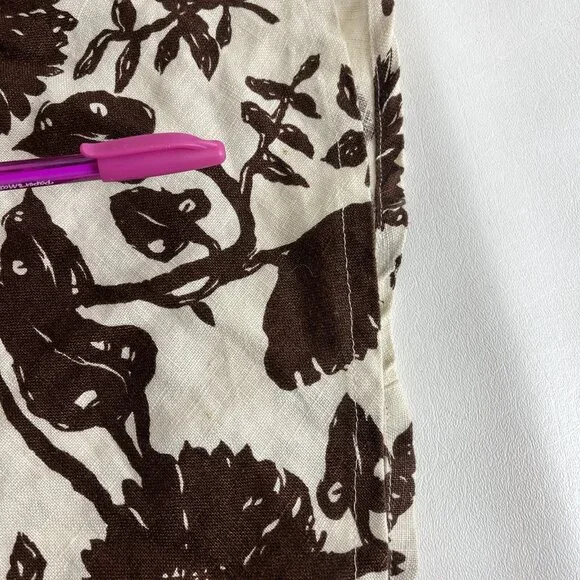 GAP Womens Linen Midi Skirt Size 0 Cream Brown Floral Fit & Flare - Picture 8 of 8